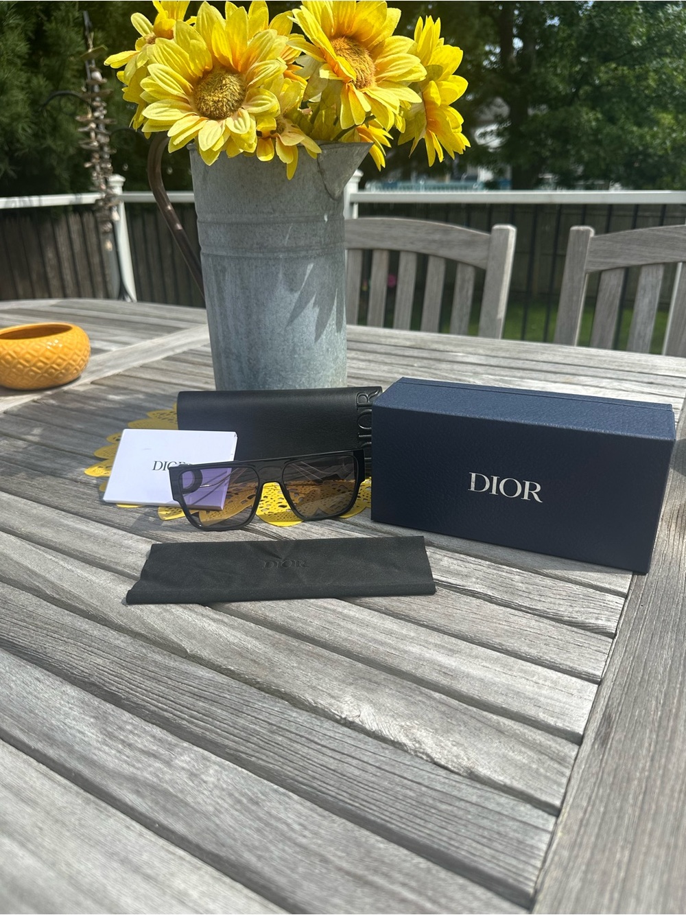 Dior Black Shield Sunglasses with Black Lenses Gold Hardware